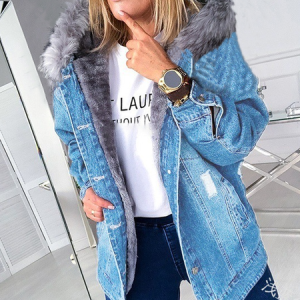 Women's Plain Thicken Loose Jacket, Outerwear, color:Aqua blue|size:5XL, catalog Noracora shop