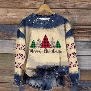 Casual Christmas Crew Neck Ethnic Sweatshirt, Hoodies & Sweatshirts, color:Blue|size:4XL, catalog Noracora shop
