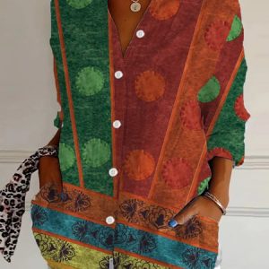 Loose Casual Abstract Shirt Collar Shirt, Blouses, Lilicloth.com