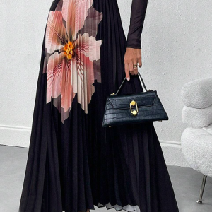 Loose Printing Elegant Floral Maxi Skirt, Skirts, color:As Picture|size:XXL, Stylewe