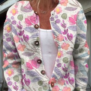 Casual Floral Loose Cardigan, Cardigans, Lilicloth.com