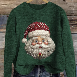 Women Christmas Knitted Maple Leaf Long Sleeve Comfy Casual Sweater, Sweaters, color:Green|size:5XL, catalog Noracora shop