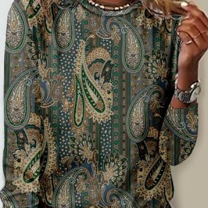 Jersey Vintage Crew Neck T-Shirt, Long sleeves, Lilicloth.com