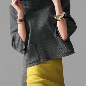 Urban Turtleneck Loose Sweater, Pullovers, color:Gray|size:XXL, Stylewe