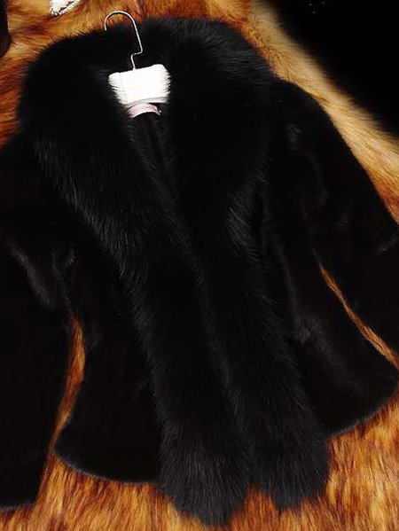 Women's Autumn Outerwear Urban Fluff/Granular Fleece Fabric Plain Long Sleeve Wrap Jacket, JustFashionNow Outerwear, color:Black|size:4XL,