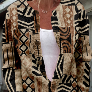 Women's Ethnic Thicken Loose Jacket, Outerwear, color:Coffee|size:4XL, catalog Noracora shop