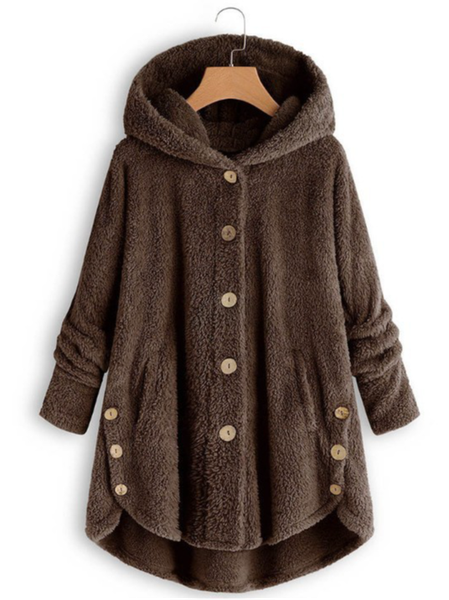 Women's Spring/Fall Outerwear Casual Plain Long Sleeve Hoodie Jacket, JustFashionNow Jackets, color:Coffee|size:5XL,