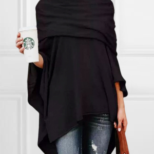 Plus Size Urban Turtleneck Plain Shirt, Plus Tops, color:Black|size:4X, Stylewe