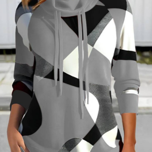 Casual Turtleneck Plaid Sweatshirt Zipper, Hoodies & Sweatshirts, color:Gray|size:3XL, catalog Noracora shop