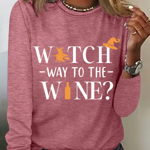 Women's Long Sleeve Tee T-shirt Spring/Fall Text Letters Cotton-Blend Crew Neck Daily Going Out Casual Top, JustFashionNow T-Shirts, color:Watermelon|size:3XL,