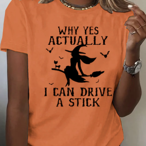 Casual Halloween Crew Neck Short Sleeve T-shirt, T-shirts, color:Orange|size:XXL, catalog Noracora shop