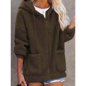 Women's Plain Regular Loose Jacket, Outerwear, color:Brown|size:4XL, catalog Noracora shop