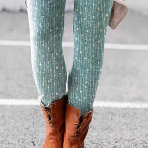 Women's Casual Striped Winter Long Leggings, JustFashionNow Leggings, color:Green|size:5XL,
