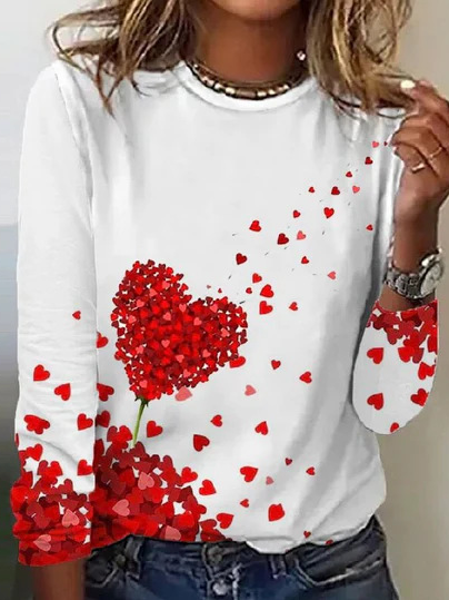 Jersey Casual Floral T-Shirt, Long sleeves, Lilicloth.com