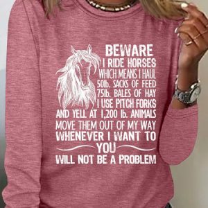 Women's Long Sleeve Blouse Spring/Fall Animal Cotton-Blend Crew Neck Daily Going Out Casual Top, JustFashionNow Shirts, color:Watermelon|size:3XL,