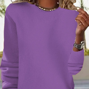 Women Yarn/Wool Yarn Plain Long Sleeve Comfy Casual Lace Sweater, Sweaters, color:Purple|size:XXL, catalog Noracora shop