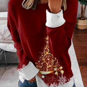 Casual Crew Neck Christmas Sweatshirt Zipper, Hoodies & Sweatshirts, color:Red|size:4XL, catalog Noracora shop