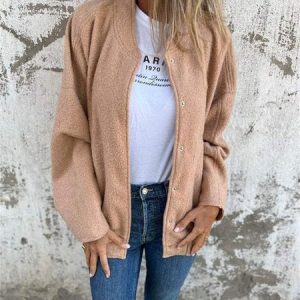 Women's Plain Regular Loose Jacket, Outerwear, color:Nude|size:5XL, catalog Noracora shop