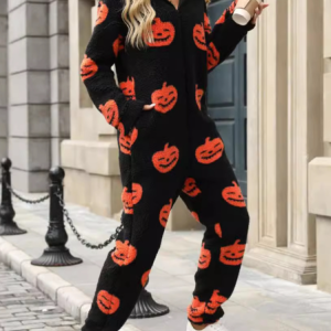 Women Long Sleeve Hoodie Regular Fit Long Daily Casual Halloween Natural Jumpsuit, Jumpsuits&Rompers, color:Black|size:XXL, catalog Noracora shop