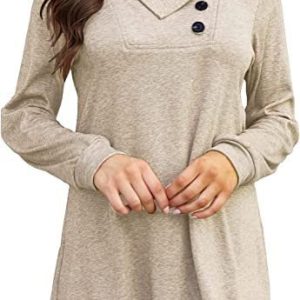 Long Sleeve Plain Regular Micro-Elasticity Loose Blouse For Women, Blouses, color:Khaki|size:3XL, catalog Noracora shop