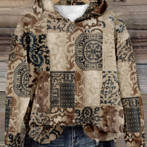 Casual Hoodie Ethnic Sweatshirt, Hoodies & Sweatshirts, color:Khaki|size:4XL, catalog Noracora shop