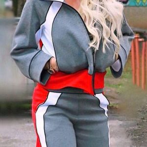 Casual Loose Raglan Sleeve Stand Collar Color Block Jacket, Jackets, color:As Picture|size:XXL, Stylewe