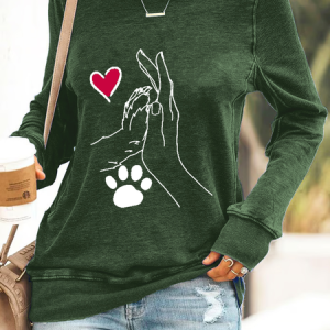 Palm High-Fives Dog Paw Print Casual Sweatshirt, Hoodies&Sweatshirts, Lilicloth.com