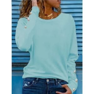 Crew Neck Long Sleeve Christmas Regular Micro-Elasticity Loose Blouse For Women, Blouses, color:Green|size:3XL, catalog Noracora shop