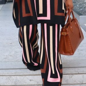 Wide leg Casual Loose Sweater Pants, Pants, color:Brown|size:XXL, Stylewe