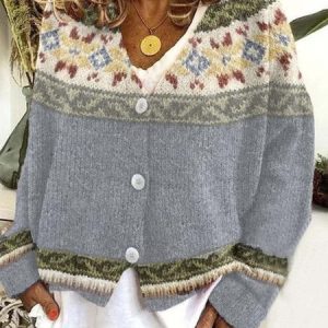 Women Wool/Knitting Ethnic Long Sleeve Comfy Casual Cardigan, Sweaters, color:Deep Blue|size:3XL, catalog Noracora shop