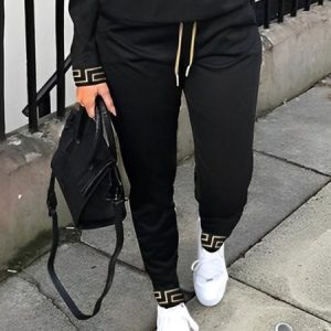 Letter Pattern Casual Sweatpants & Joggers, Pants, color:Black|size:XXL, Stylewe