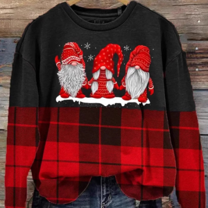 Casual Crew Neck Santa Claus Art Print Animal Sweatshirt, Hoodies & Sweatshirts, color:Red|size:4XL, catalog Noracora shop