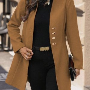 Women's Plain Regular Loose Jacket, Outerwear, color:Caramel|size:3XL, catalog Noracora shop
