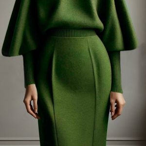 Plain Elegant Sweater Skirt, Skirts, color:Green|size:XXL, Stylewe