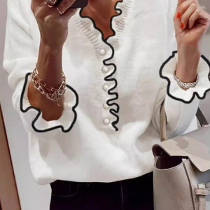 Women Yarn/Wool Yarn Plain Long Sleeve Comfy Casual Sweater, Sweaters, color:White|size:XL, catalog Noracora shop