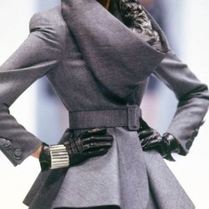 Plain Regular Fit Urban Crew Neck Regular Sleeve Jacket With Scarf With Belt, Jackets, color:Gray|size:XXL, Stylewe