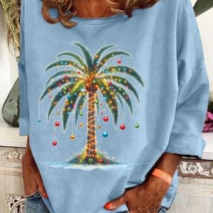 Women's Crew Neck Text Letters Casual Spring/Fall Cotton-Blend Long Sleeve Sweatshirt, JustFashionNow Sweatshirts & Hoodies, color:Light Blue|size:3XL,