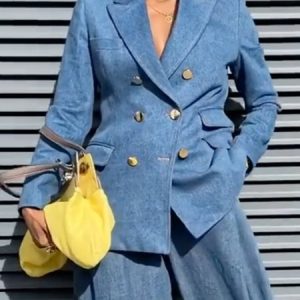 Urban Lapel Collar Pockets Buttoned Denim Coat, Jackets, color:Blue|size:XXL, Stylewe