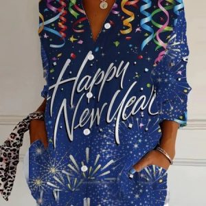 Shirt Collar Long Sleeve Abstract Regular Loose Shirt For Women, Shirts, color:Blue|size:5XL, catalog Noracora shop