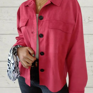 Women's Plain Regular Loose Jacket, Outerwear, color:Red|size:5XL, catalog Noracora shop