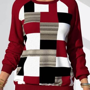 Casual Crew Neck Ethnic Sweatshirt Zipper, Hoodies & Sweatshirts, color:Red|size:5XL, catalog Noracora shop