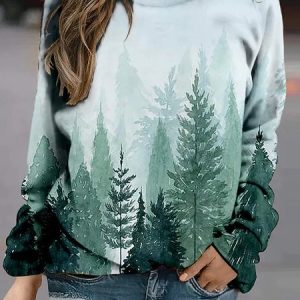 Casual Crew Neck Ethnic Sweatshirt, Hoodies & Sweatshirts, color:Green|size:5XL, catalog Noracora shop