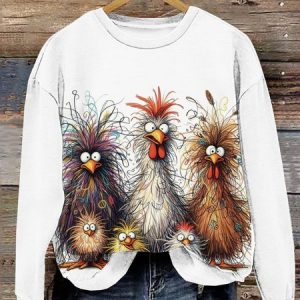 Women's Crew Neck Turkey Casual Spring/Fall Long Sleeve Sweatshirt, JustFashionNow Sweatshirts & Hoodies, color:White|size:4XL,