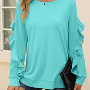 Casual Crew Neck Plain Sweatshirt, Hoodies & Sweatshirts, color:Lake Blue|size:4XL, catalog Noracora shop