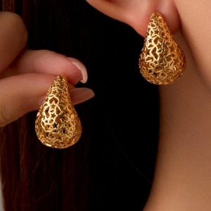 Urban Copper Plain Dangle, Earrings, color:Golden, Stylewe