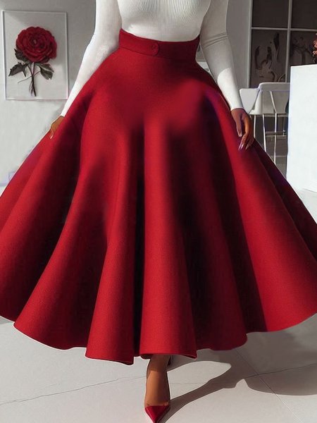 Elegant Loose A Line Skirt, Skirts, color:Red|size:XXL, Stylewe