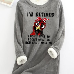 I‘M Retired Casual Fluff Fleece Fabric Sweatshirt, Hoodies&Sweatshirts, Lilicloth.com