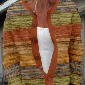 Women Multicolor Block Long Sleeve Comfy Casual Buttoned Cardigan, Cardigans, color:Multicolor|size:4XL, catalog Noracora shop