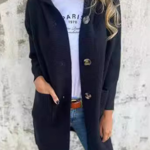 Women Wool/Knitting Plain Long Sleeve Comfy Casual Cardigan, Sweaters, color:Black|size:3XL, catalog Noracora shop