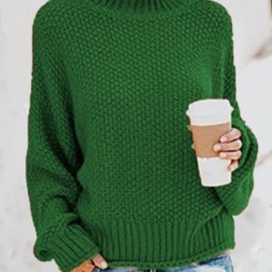 Women Yarn/Wool Yarn Plain Long Sleeve Comfy Casual Sweater, Sweaters, color:Green|size:5XL, catalog Noracora shop
